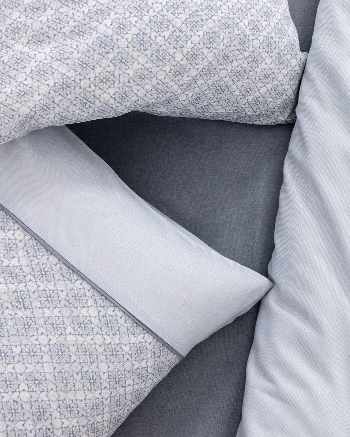 King Size 100% Cotton Printed Duvet Cover Bedding Set - Blue Gray