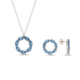Sterling Silver Marquise Swarovski Crystal Set - Neptune Collection