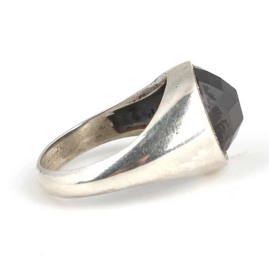 925 Sterling Silver Men's Ring with Polished Onyx Stone