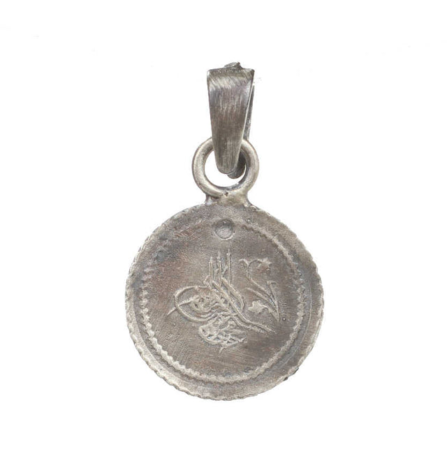 Oxidized Sterling Silver Ottoman Tughra Medallion Pendant