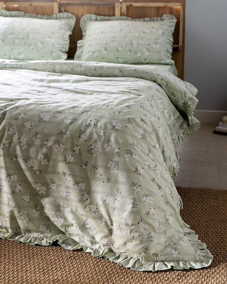 King Size 100% Cotton Ruffle Duvet Cover Set - Premium Bedding