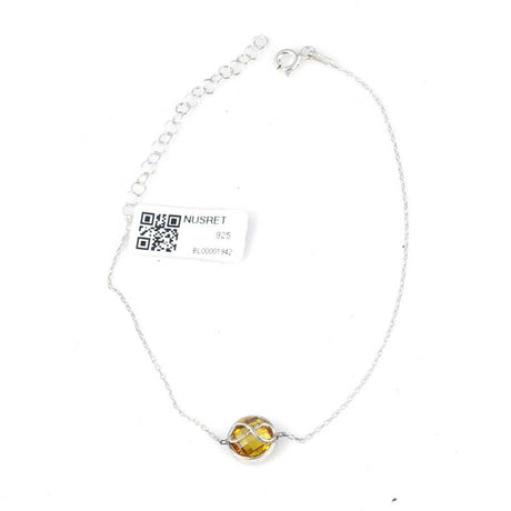 925 Sterling Silver Synthetic Citrine Infinity Bracelet