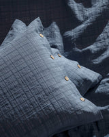 Indigo Dobby Weave 100% Cotton Family Size Duvet Cover Bedding Set