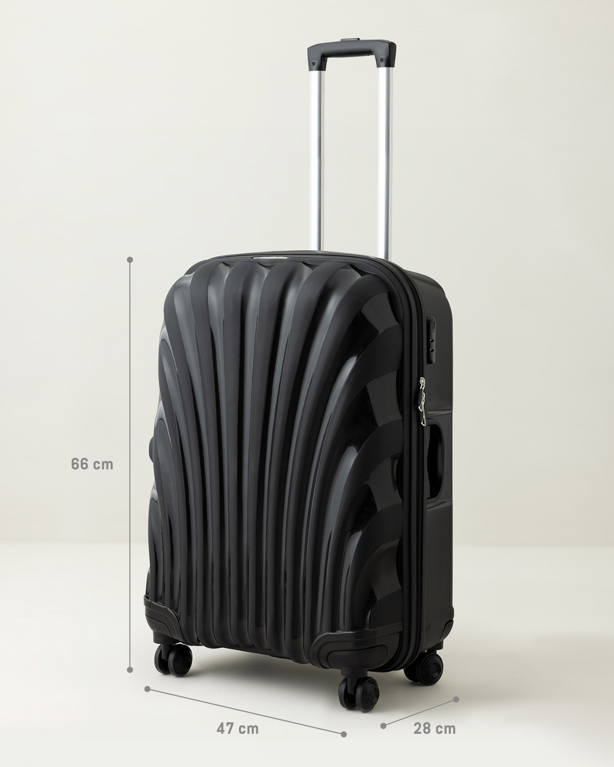 ミディアム ブラック ハードシェル スピナー スーツケース - 耐久性のある旅行用荷物