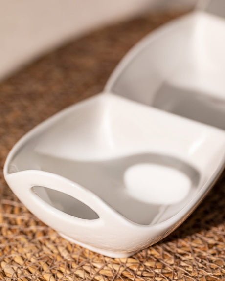 New Bone China 3-Compartment Serving Platter - Modern Minimalist Design