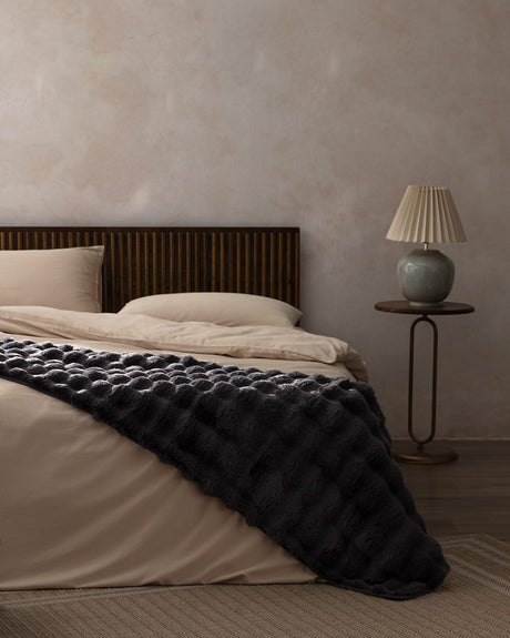 Modern Anthracite Polyester Bed Runner