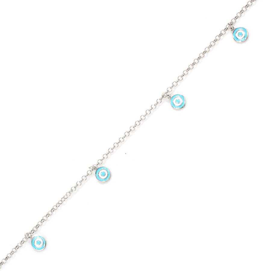 Premium 925 Sterling Silver Enamel Eye Bead Anklet