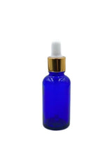 Blue Glass Dropper Bottles with Gold Cap - 50ml, 3-Pack
