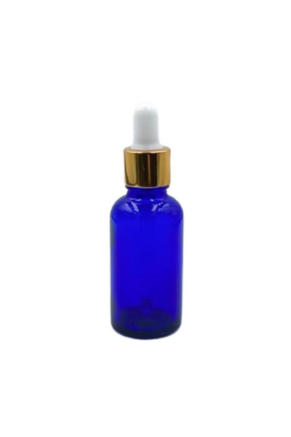 Blue Glass Dropper Bottles with Gold Cap - 50ml, 3-Pack