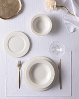 New Bone Porcelain 6-Person Dinner Set - Elegant Gold Trim