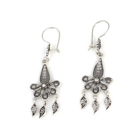 925 Sterling Silver Filigree Dangle Earrings - Handcrafted Design