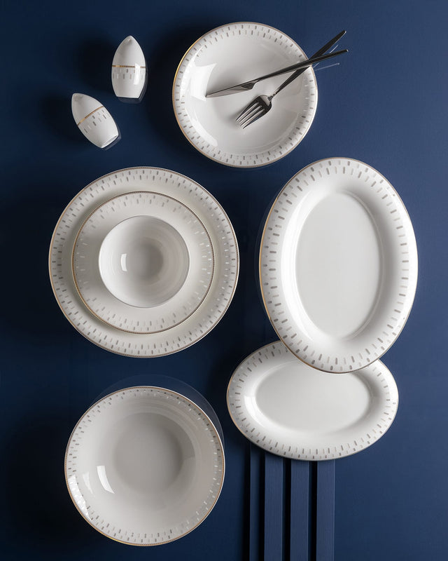 Fine Bone Porcelain 6-Person Dinnerware Set - Elegant Everyday