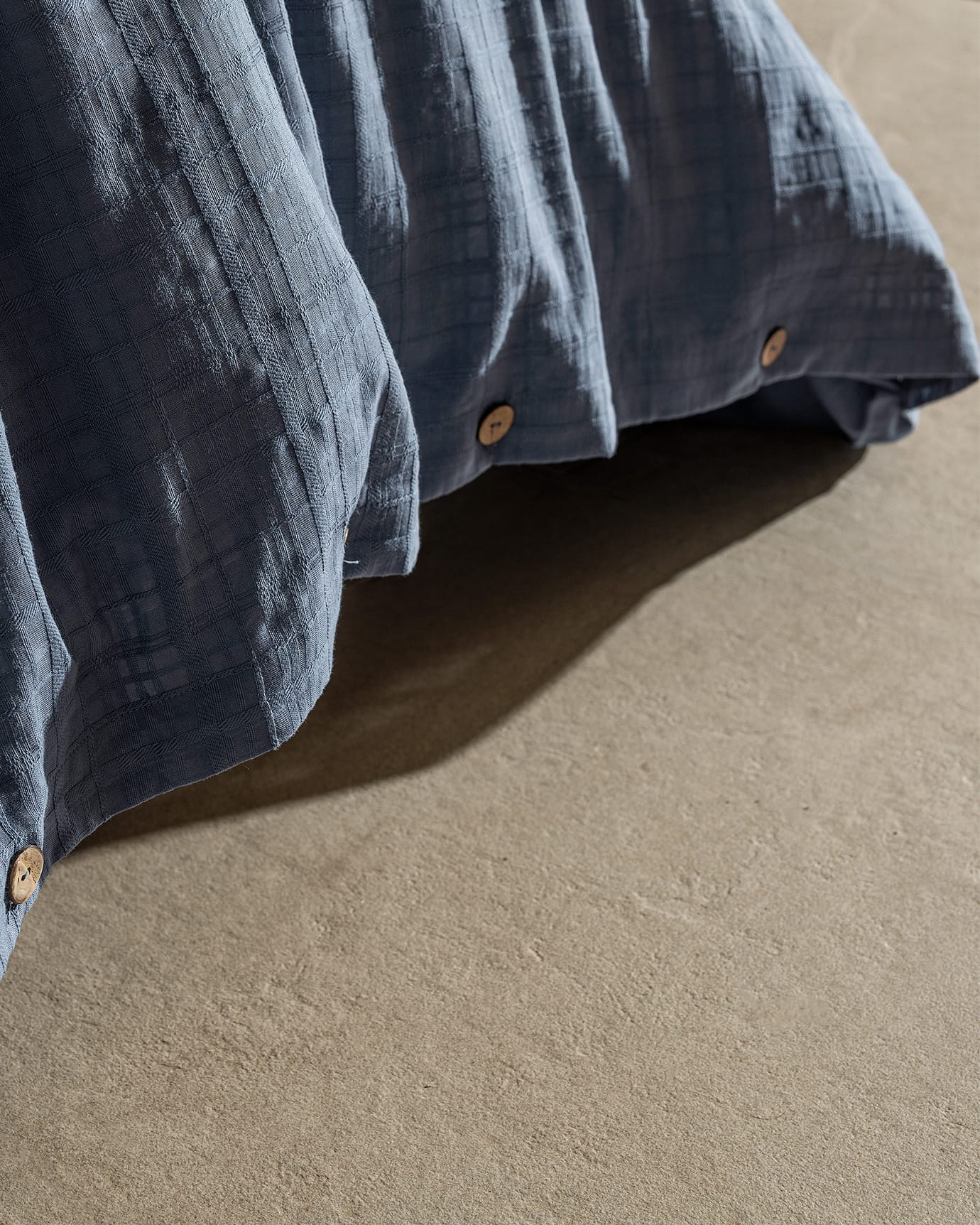 Indigo Dobby Weave 100% Cotton Family Size Duvet Cover Bedding Set