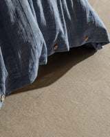 Indigo Dobby Weave 100% Cotton Family Size Duvet Cover Bedding Set