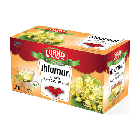 TURKOBABA Premium Linden Lime Blossom Herbal Tea Bags - 20 Count