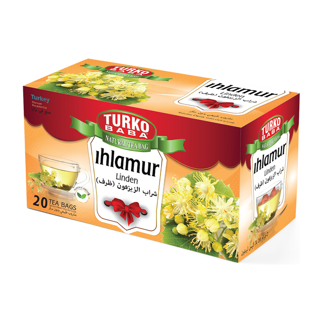 TURKOBABA Premium Linden Lime Blossom Herbal Tea Bags - 20 Count