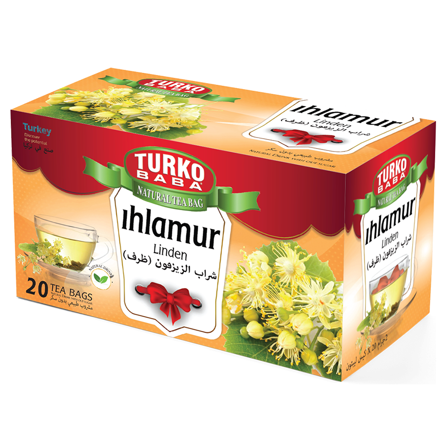 TURKOBABA Premium Linden Lime Blossom Herbal Tea Bags - 20 Count
