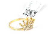 925 Sterling Silver Crown Ring Yellow White Stone