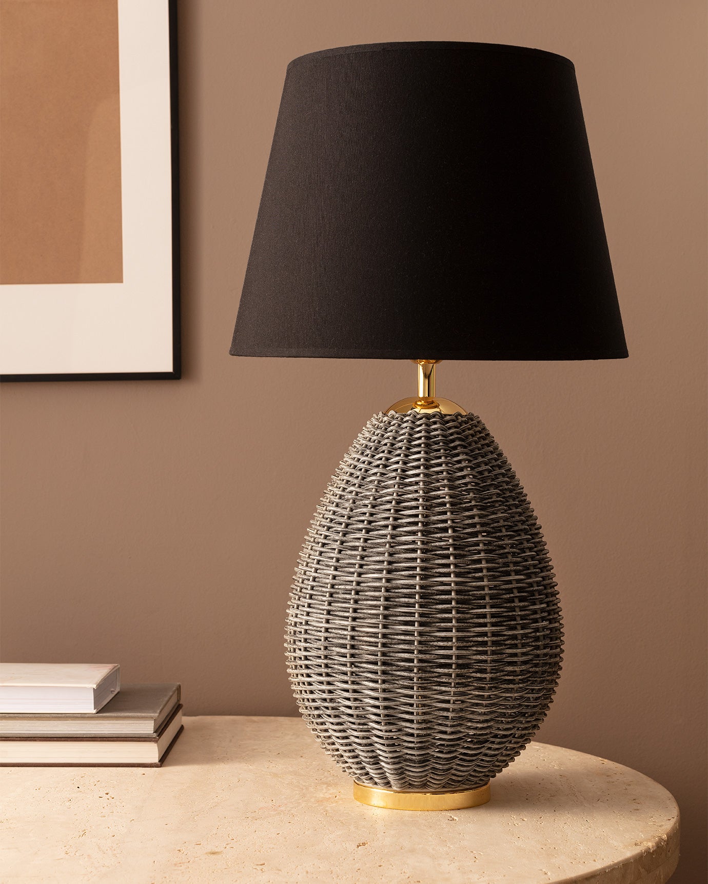 Plastic Table Lamp with Shade - Modern Grey Minimalist Design
