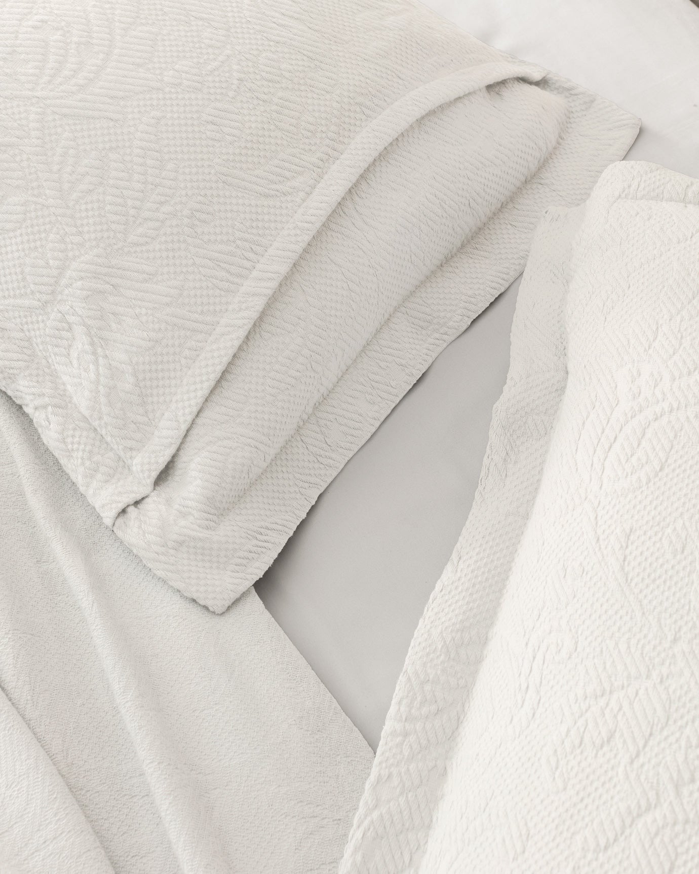 100% Cotton Double Bedspread - Pure White Serenity