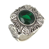 Professional Sterling Silver Emerald Square Men's Ring