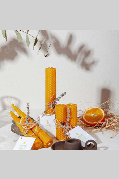Natural Beeswax Pillar Candle - Pure & Long-Burning