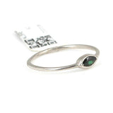 925 Sterling Silver Emerald Color Zircon Ring - Elegant Shuttle Design