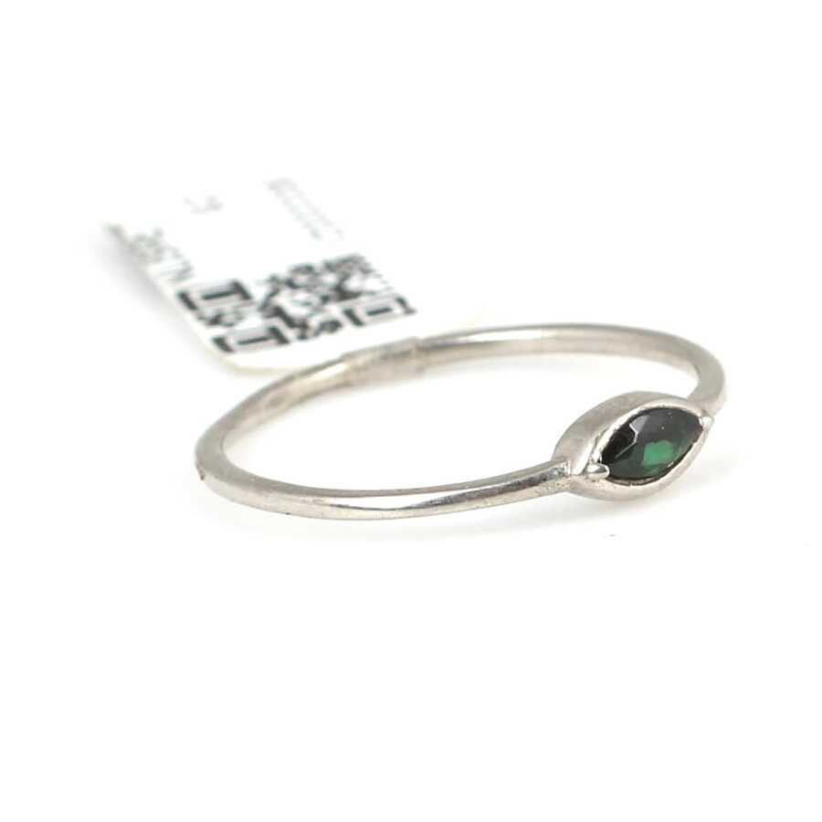925 Sterling Silver Emerald Color Zircon Ring - Elegant Shuttle Design