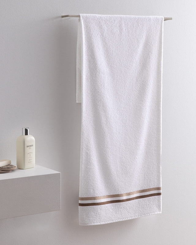 Soft Absorbent Cotton Bath Towel - Rosabelle White & Beige