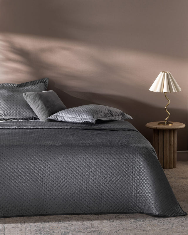 Boulogne Velvet Quilted Bedspread - Double Size Luxury