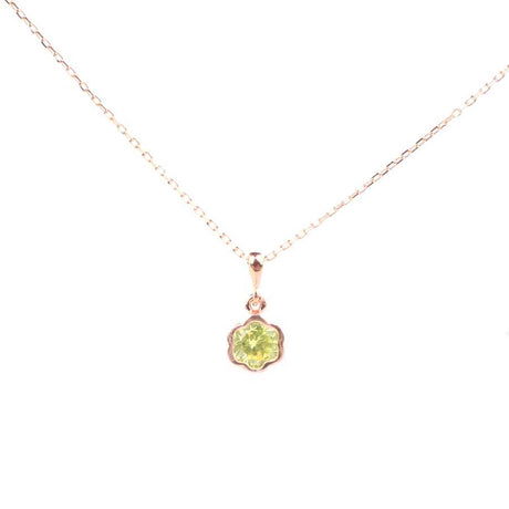 925 Sterling Silver Peridot Flower Pendant Necklace - Delicate Floral Design