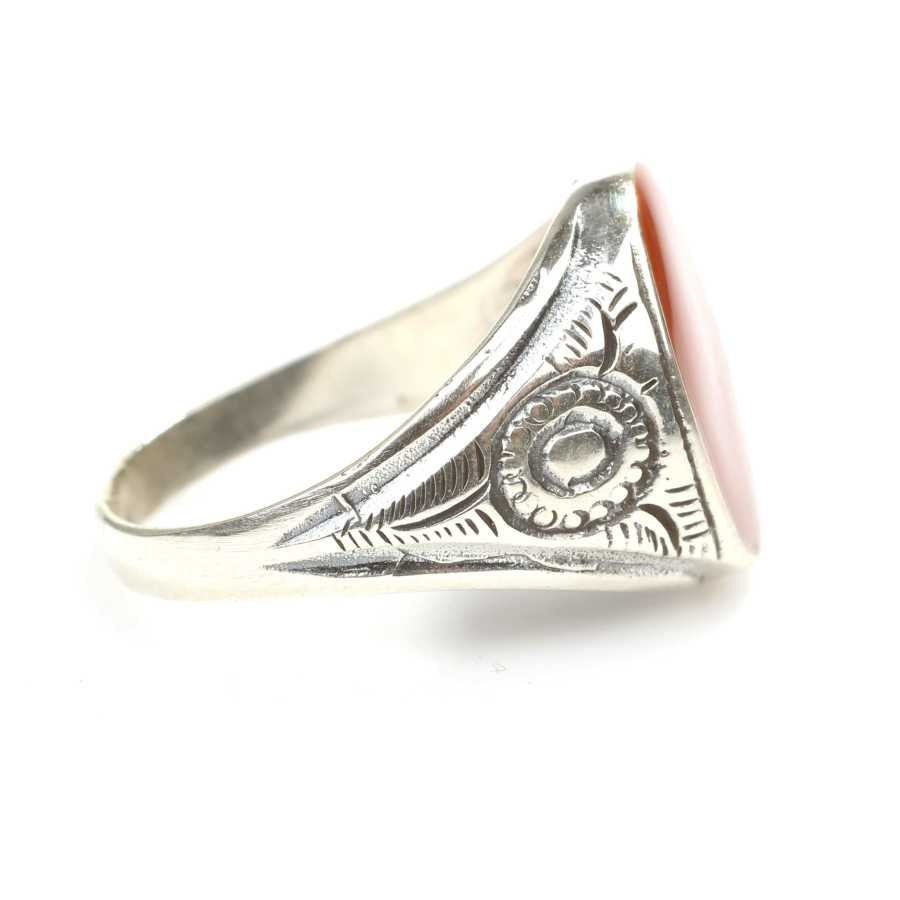 Premium 925 Sterling Silver Orange Enamel Men's Ring