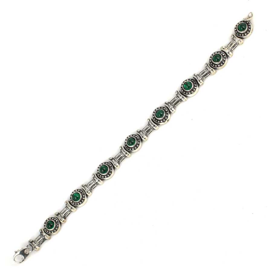 Premium Sterling Silver Green Agate Antique Bracelet