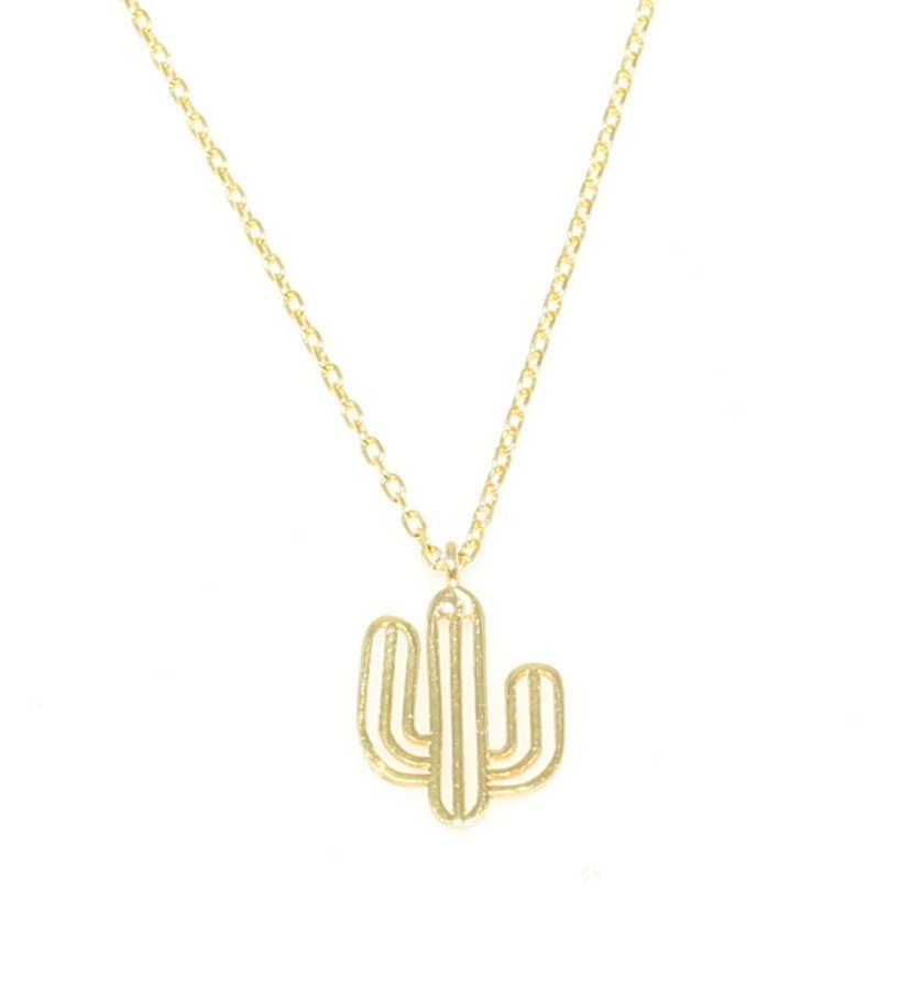 Collar pequeño de cactus en plata de ley - Encanto delicado