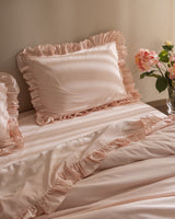 100% Cotton Double Duvet Cover Set - Ruffled & Garment Washed