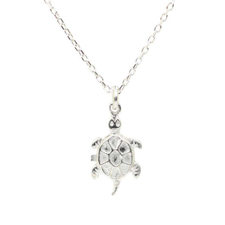 Sterling Silver Turtle Charm Necklace - Ocean Inspired Pendant