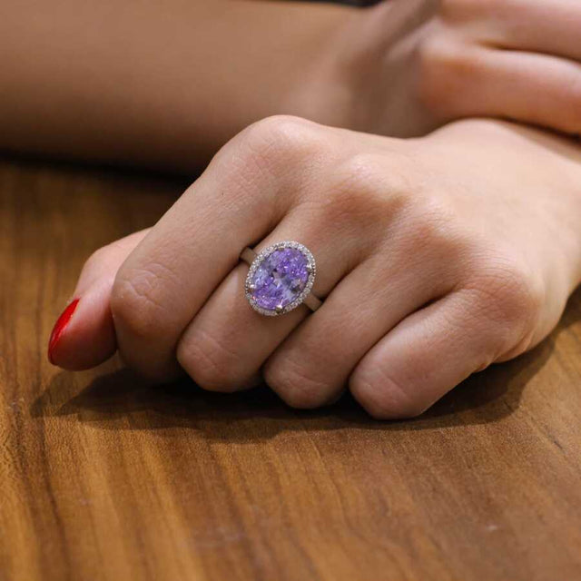 Premium 925 Sterling Silver Oval Amethyst Ring