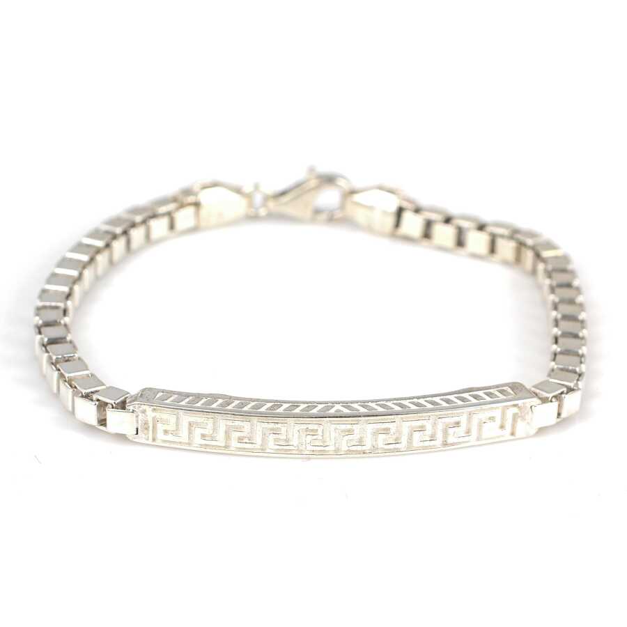 Professional 925 Sterling Silver Greek Pattern Link Bracelet
