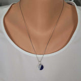925 Sterling Silver Lapis Gemstone Pendant Necklace - Minimalist