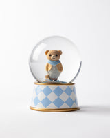 Resin & Glass Snow Globe - Polo Bear Salmon & Blue Design