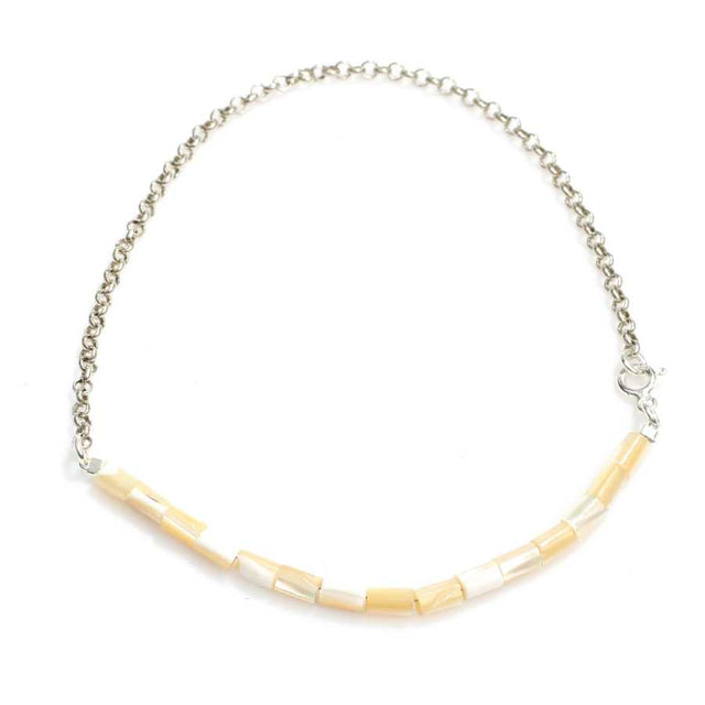 Professional Sterling Silver Mother of Pearl Anklet Bracelet