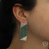 925 Sterling Silver Turquoise 9-Row Cascading Dangle Earrings