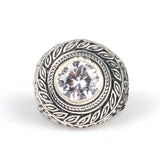 Premium 925 Sterling Silver Zircon Filigree Leaf Ring