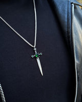 Sterling Silver Medieval Dagger Necklace - Gothic Warrior Design