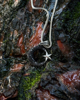 925 Sterling Silver Black Stone Crescent & Star Necklace