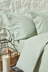 Plain Double Ranforce Washed Duvet Cover Set - Sage Green