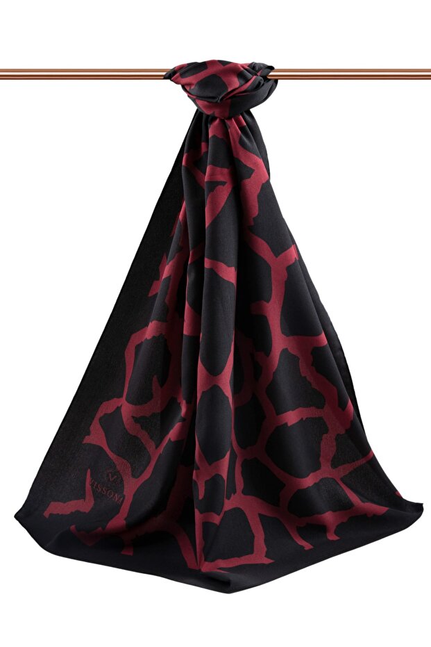 Luxury Medina Silk Shawl - Black & Red