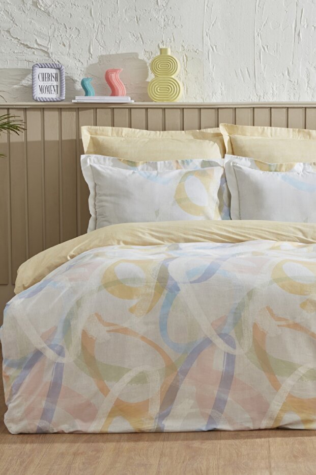 Favora Double Duvet Cover Set - Multicolor, 100% Cotton