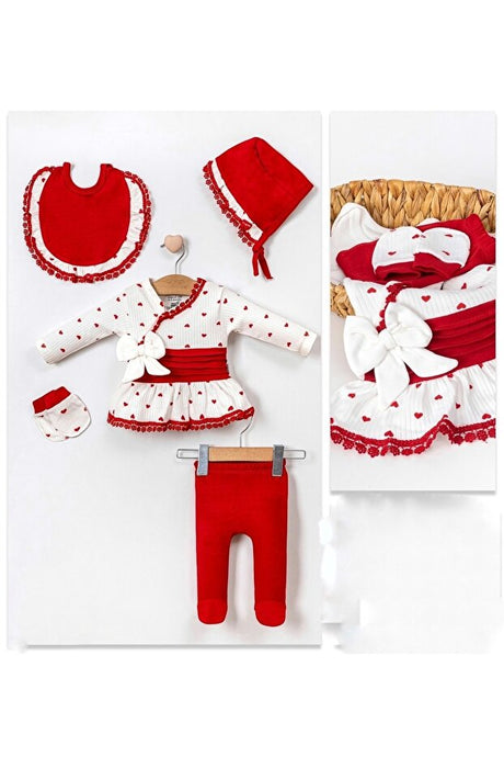 Newborn Baby 5-Piece Hospital Exit Set - Heart Print (0-3 Months)