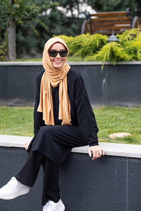 Trendy tragbarer praktischer Viskose-Hijab - Senf